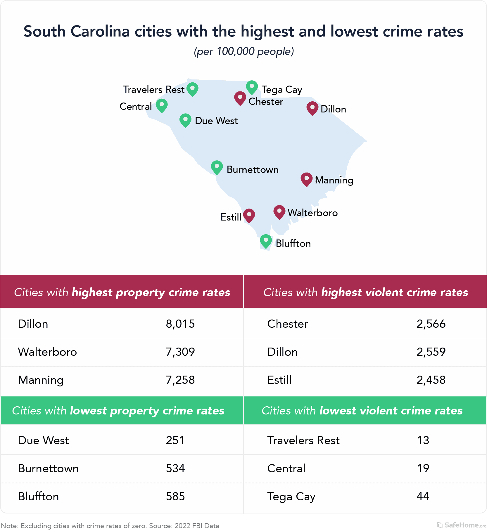 South Carolina city crime map