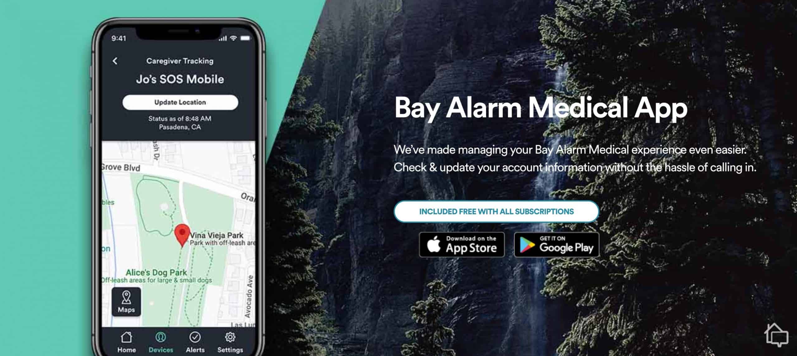 Bay Alarm mobile app download page