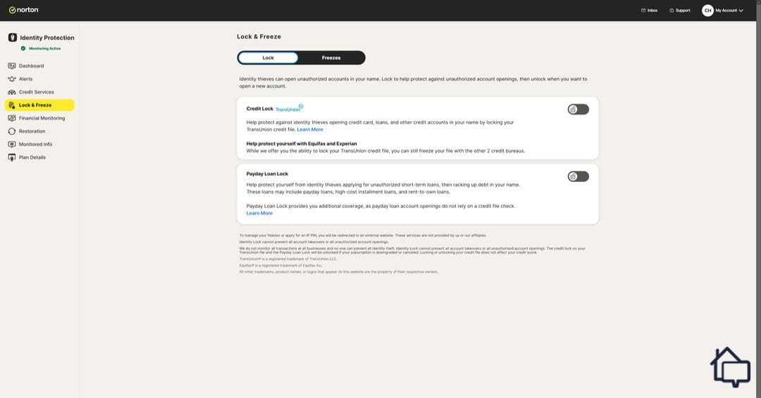 Unique to LifeLock, we could temporarily freeze and unfreeze our TransUnion credit file with the press of a button.