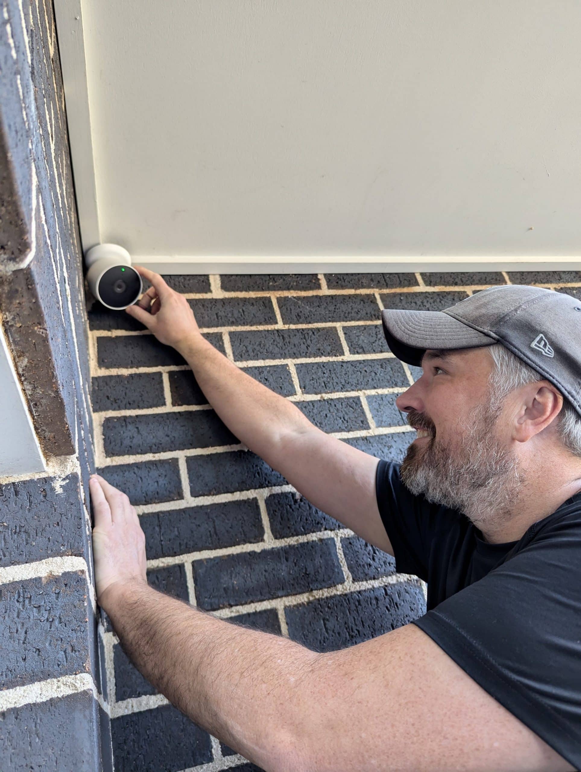 Paul Frew testing a security camera