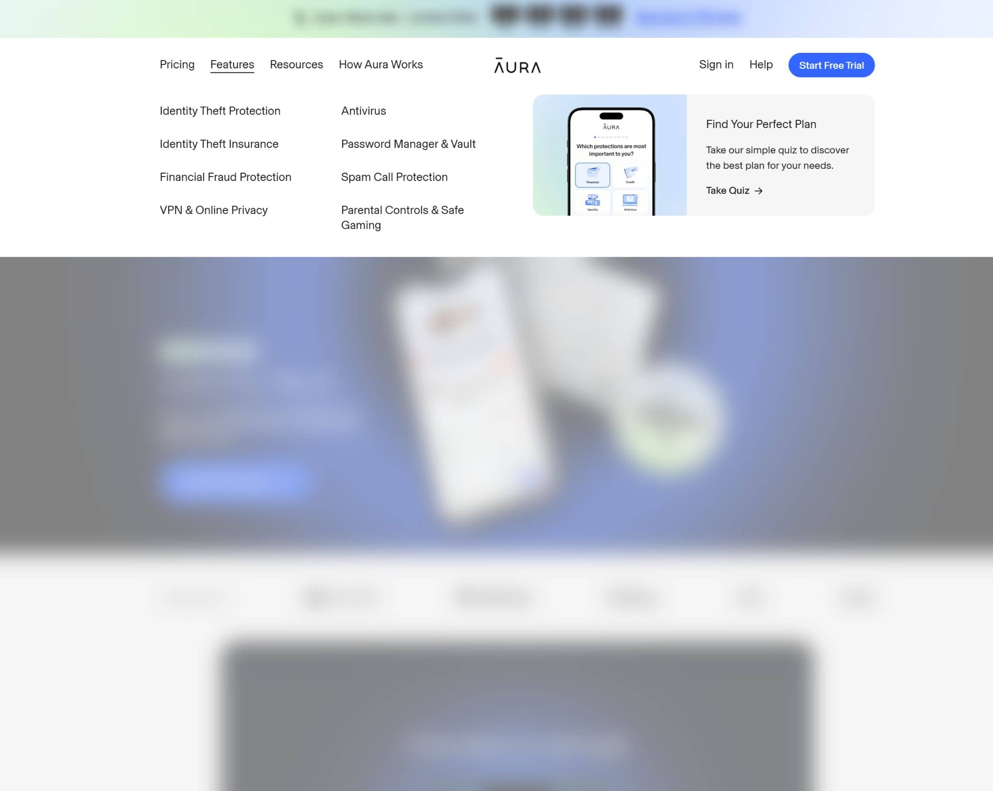 Aura's website is very simple to navigate.